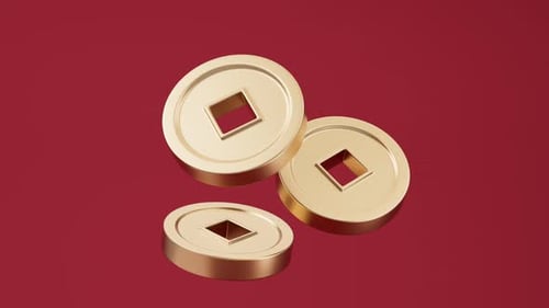 Loop 3D cartoon style Chinese coins