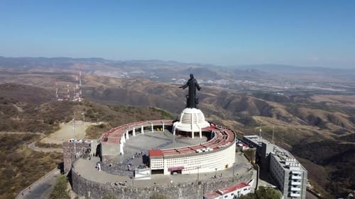 Drone flight over the Cerro del Cubilete in Silao, Guanajuato, Mexico.