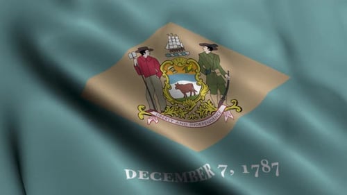 Delaware State Flag Waving Seamless Loop