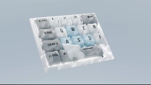 Representación 3D de una animación de teclado en tela