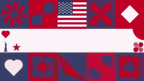 Geometric Pattern With Usa Flag Place For Text Loop Background