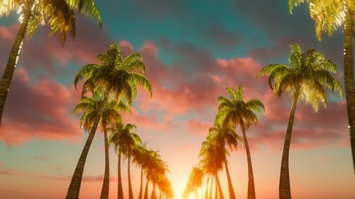 Magical Sunset Drive Through Palm Avenue