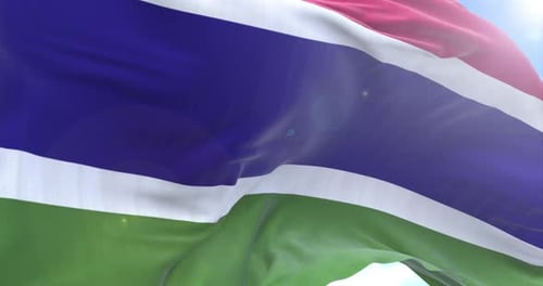 Realistic Gambia National Flag Waving Animation