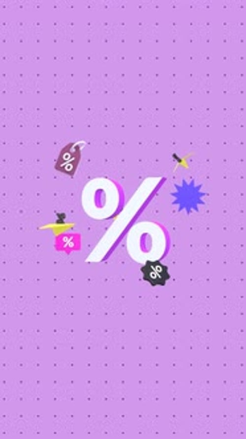 Dynamic 3D Percentage Symbol with Sales Promotion Elements