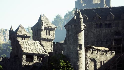 Alte Burgruine in den Nebelbergen