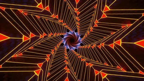 Abstract Neon Geometric Star Tunnel Animation Loop