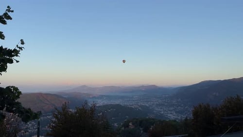 Hot Air Balloon Over The Alps In Como, Italy