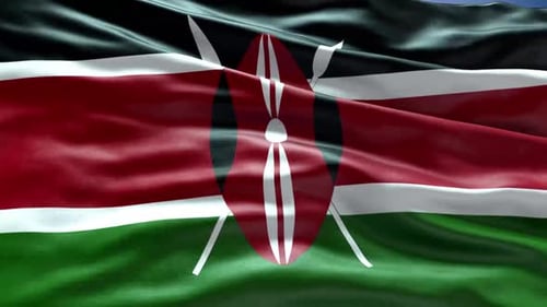Realistic Kenya Flag Waving in Wind Loop Animation