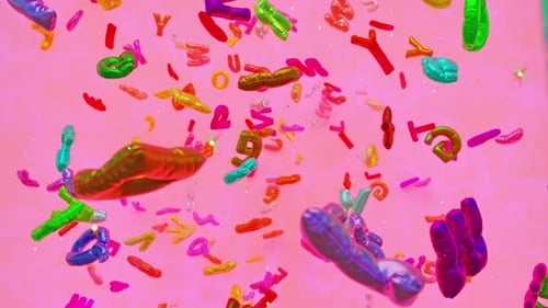 Animated Colorful 3D Alphabet and Numbers Falling