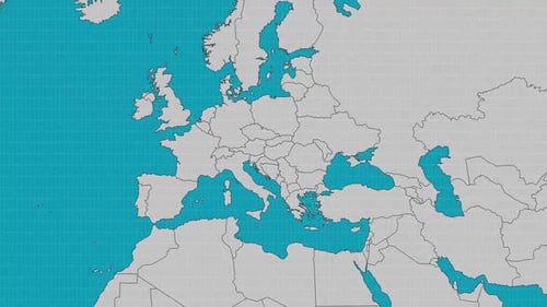 Flat Design World Map Zooming to Hungary