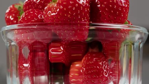 Fresh Red Strawberries in Bowl Closeup Sweet Berries Among Fruits Health and Food Concept Harvesting