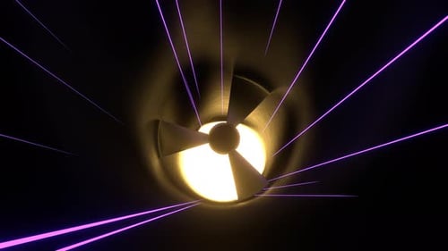 Boucle Vj de ventilation au néon lumineux jaune et violet en 4K