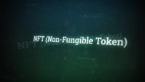 Nft (Nicht fungibles Token) auf dem digitalen Bildschirm Nachricht auf Computerbildschirmen V03
