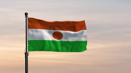 Niger Flag Waving under Breezy Sky View