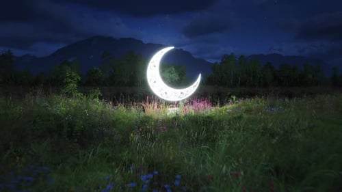 Glowing Decorative Crescent Moon for Ramadan and Eid Celebrations