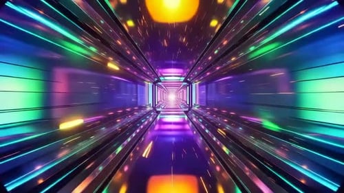 Graphe de mouvement à grande vitesse Futurist Neon Cyberpunk Tunnel Loop