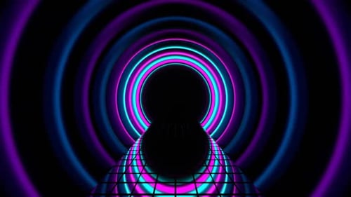 Cyan And Pink Futuristic Cylindrical Tunnel Background Vj Loop In HD