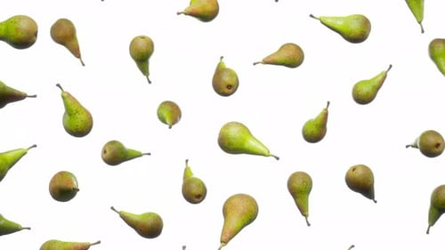 Seamless Floating Green Pears on White