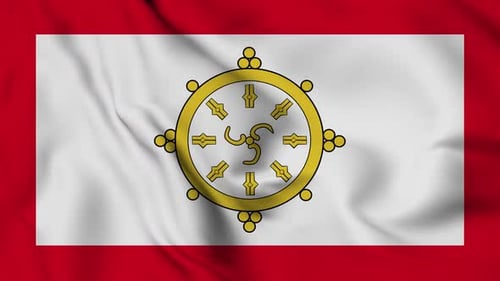 Waving Buddhist Dharma Wheel Flag Animation