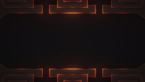 Animated Geometric Frame with Glowing Orange Lines