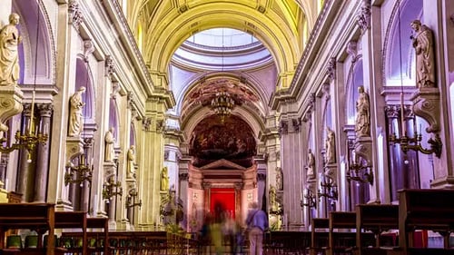 Palermo, Italy: Static shot of the main nave of Assumption of Virgin Mary Cathedral in Palermo, capi