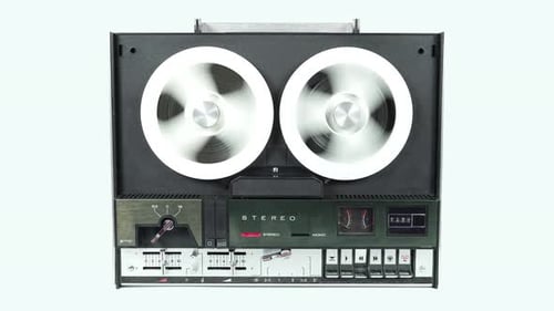 Vintage Reel-to-Reel Tape Recorder Spinning