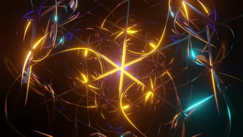 Fond abstrait Mandala Kaléidoscope 3D bleu jaune Vj Seamless Loop