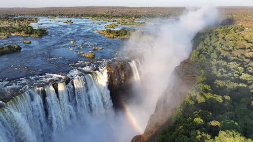 Famous Water Falls At Victoria Falls In Matabeleland North Zimbabwe.