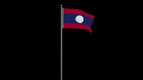 3D Laos Flag Waving Loop