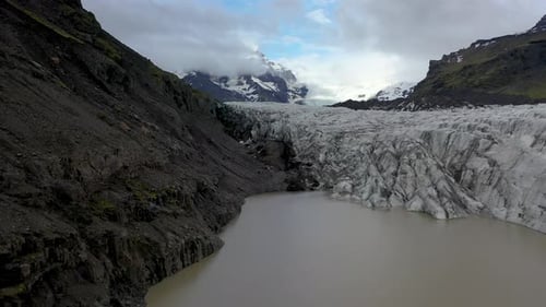 Iceland Glacier Aerial 4K in near mountain
