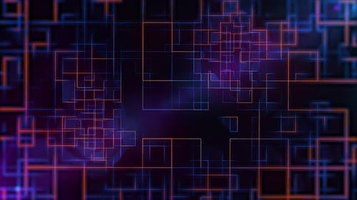 Animated Digital Network Grid with Glowing Geometric Lines