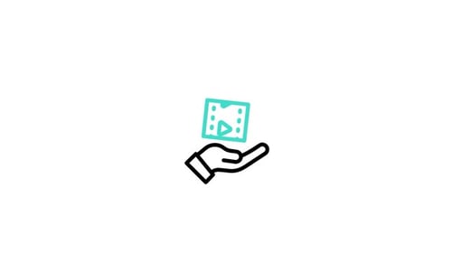Minimalist Hand Presents Video Player Icon Animation