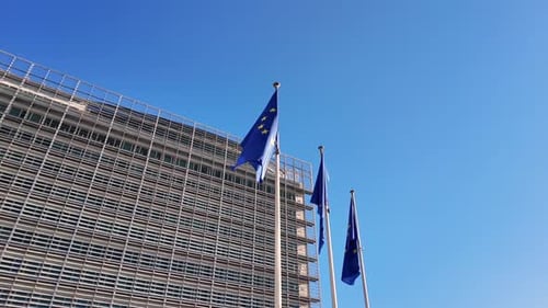 Office Building with European Union Flags