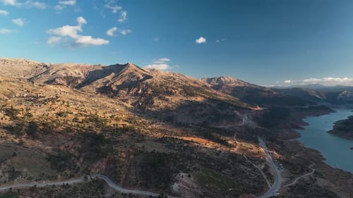 Smooth Drone Flight in the Mountains Beautiful Evening Light