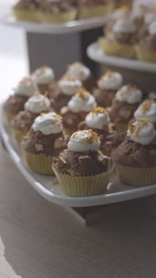 Delicious Chocolate Cupcakes with White Frosting for Celebration