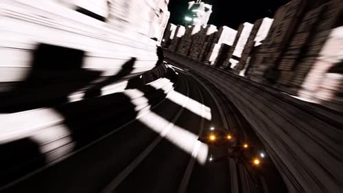 Flight over the metropolis of the future