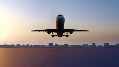 Airplane Taking Off From Airport Runway