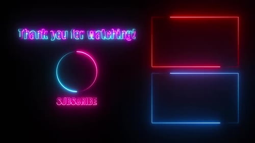 Youtube End Screen Neon Frame Red & Blue V3