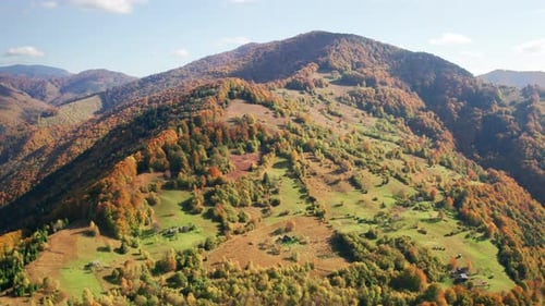 Autumn Mountains and Forests Aerial View
