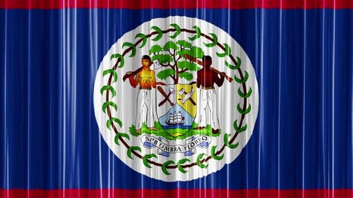 Animated Belize Flag Waving Curtain Background Loop