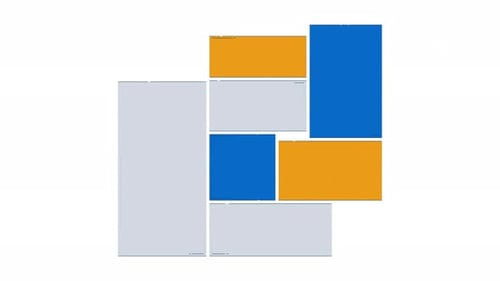Geometrische Blöcke, die in verschiedenen Layouts angeordnet werden, 2D-Objekt-Doodle-Animation