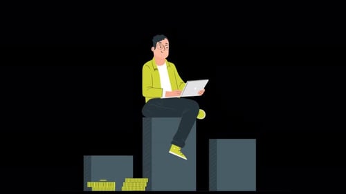 Businessman In Yellow Makes Money 4K Alpha