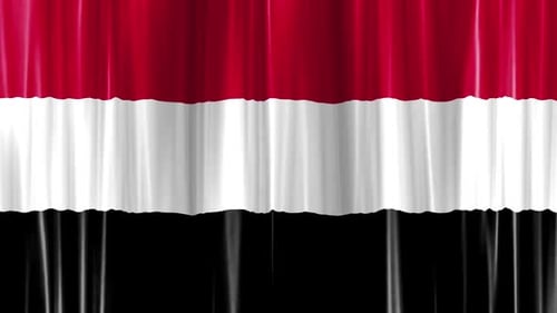 Waving Yemen Flag Curtain Loop Background Animation