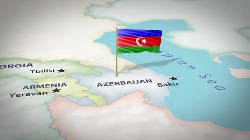 Realistic Waving Azerbaijan Flag on Detailed World Map Animation