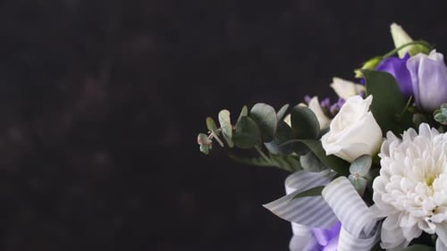 White and Purple Floral Bouquet Close Up