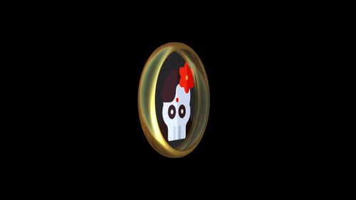 Golden Rotating Day of the Dead Skull Icon