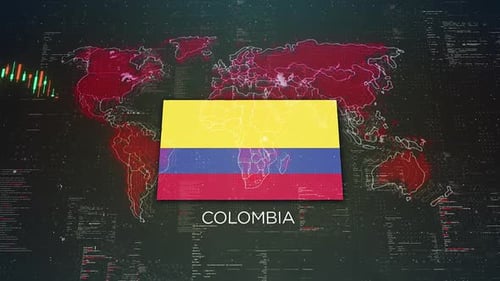 Colombia Stock Market Chart Background With Flag