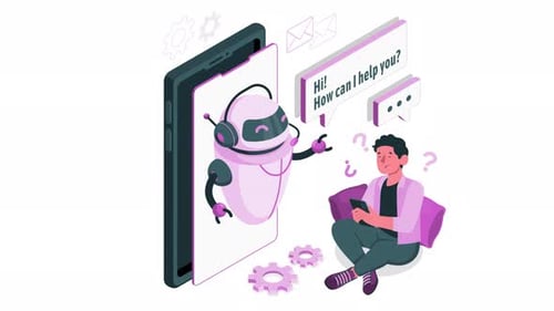 artificial intelligence virtual assistant chatbot animation 4k