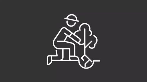 Animated gardener white icon