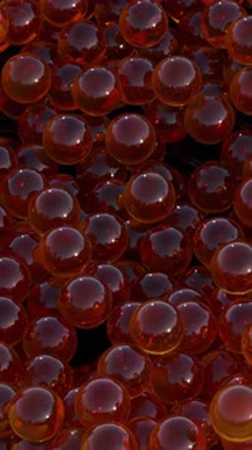 Fluid Red Spheres Filling and Draining Geometric Grid Background